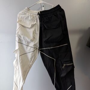 Monochrome Split Cargo Pants